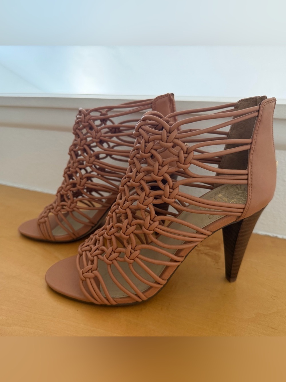 Vince Camuto Braided Cage High Heel Sandals in Rust - size 7